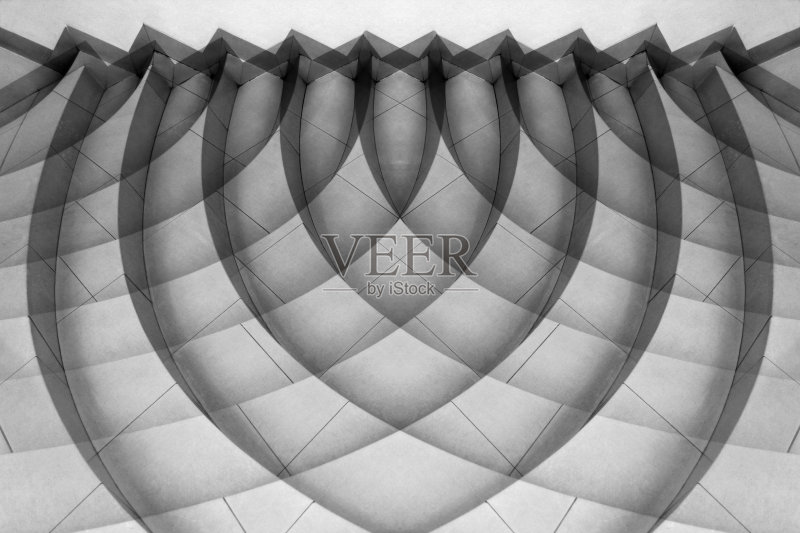 重制的建筑照片具有对称的阶梯结构。现代的建筑设计。正版图片素材