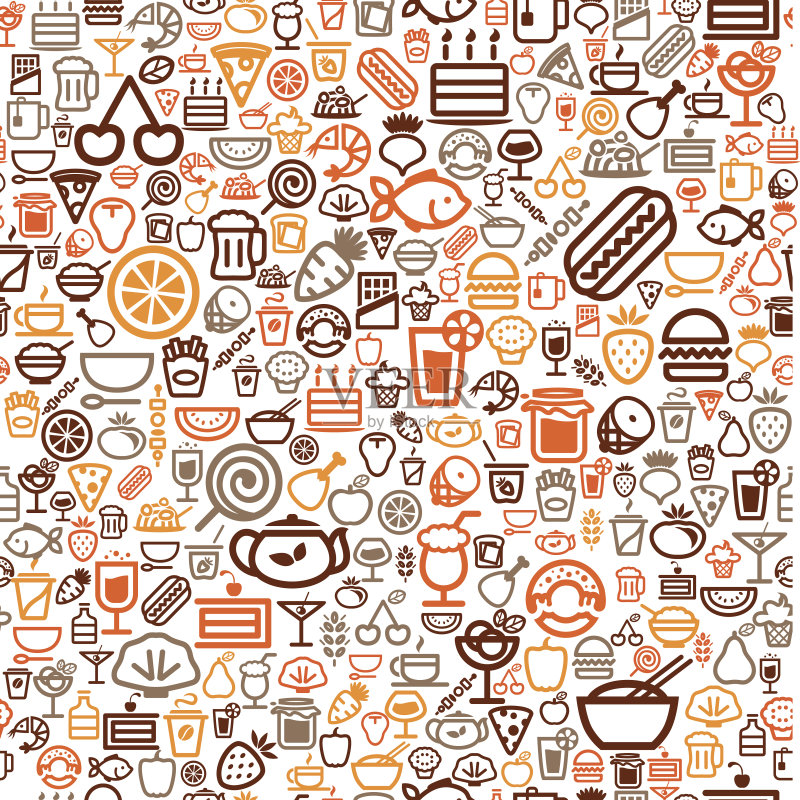 无缝食品背景图标素材