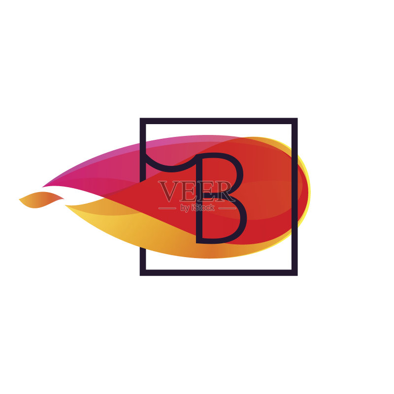 火焰背景中的方框字母B图标图标素材