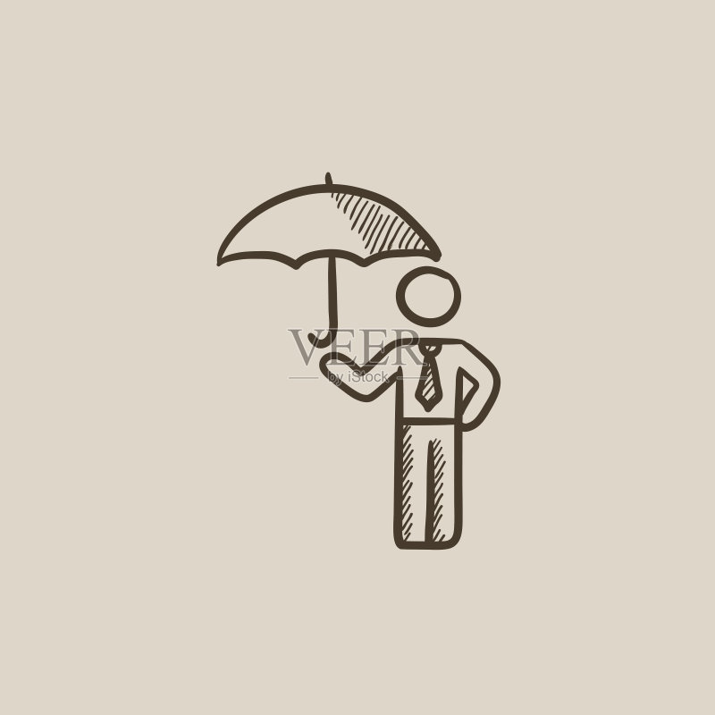 拿着雨伞的商人速写图标图标素材