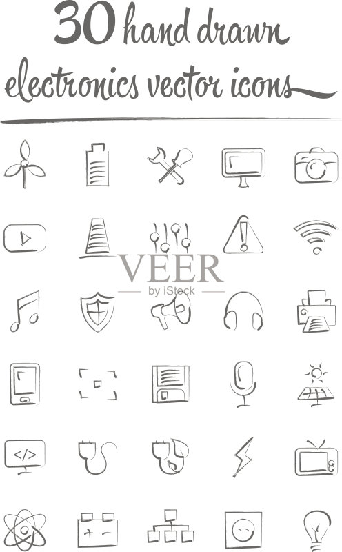 手绘电子产品矢量图标集图标素材