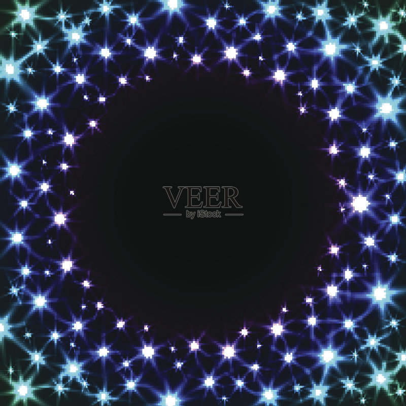 闪亮的彩色框架与星星正版插画素材