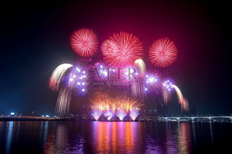 韩国的烟花节。正版图片素材