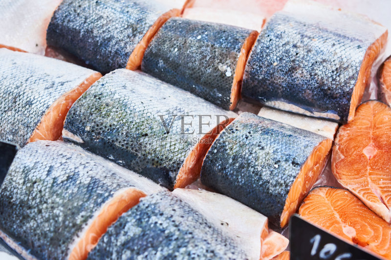 冷藏鲑鱼排正版图片素材
