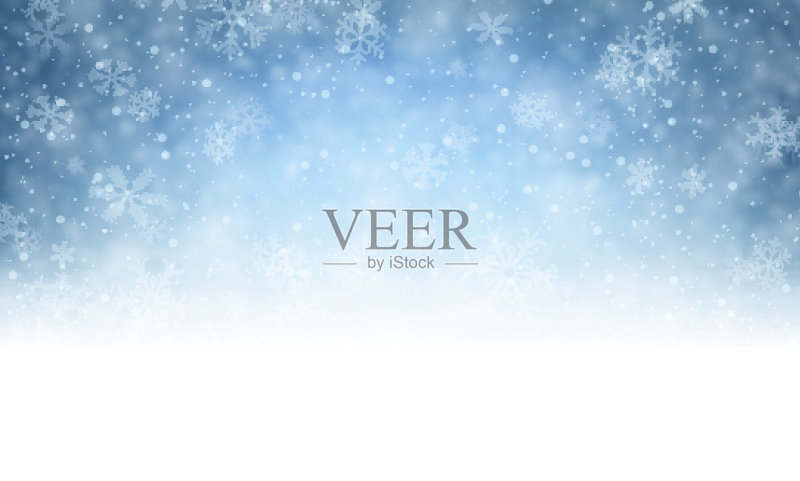 圣诞蓝色背景与雪正版插画素材