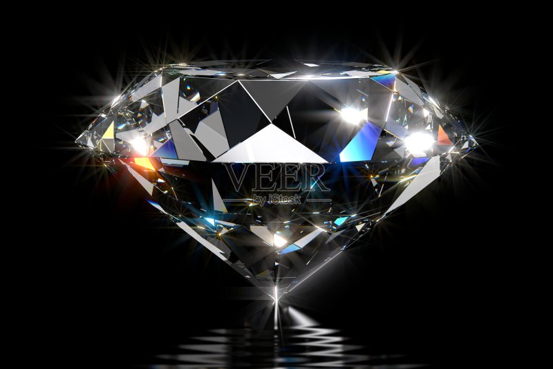一个钻石在水面上闪闪发光的特写正版图片素材