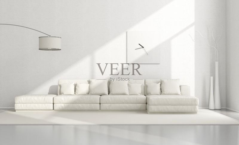 白色极简主义客厅正版图片素材