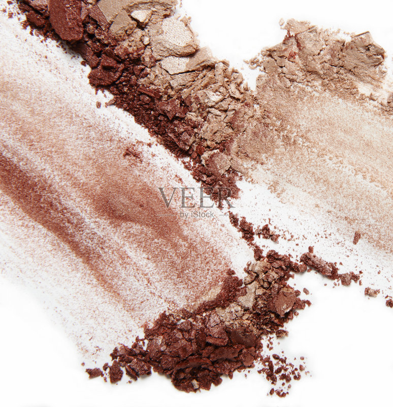 皱粉棕色腮红眼影笔触在白色的背景正版图片素材