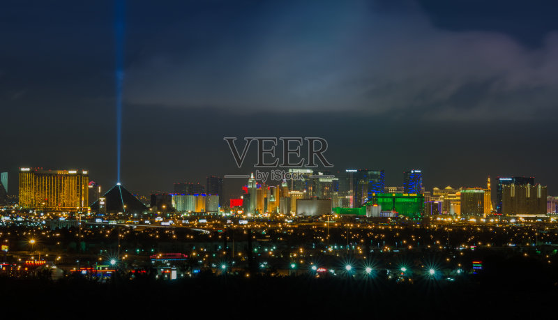 拉斯维加斯大道夜景全景。正版图片素材