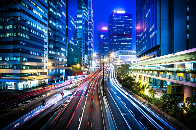 香港中区的夜景正版图片素材
