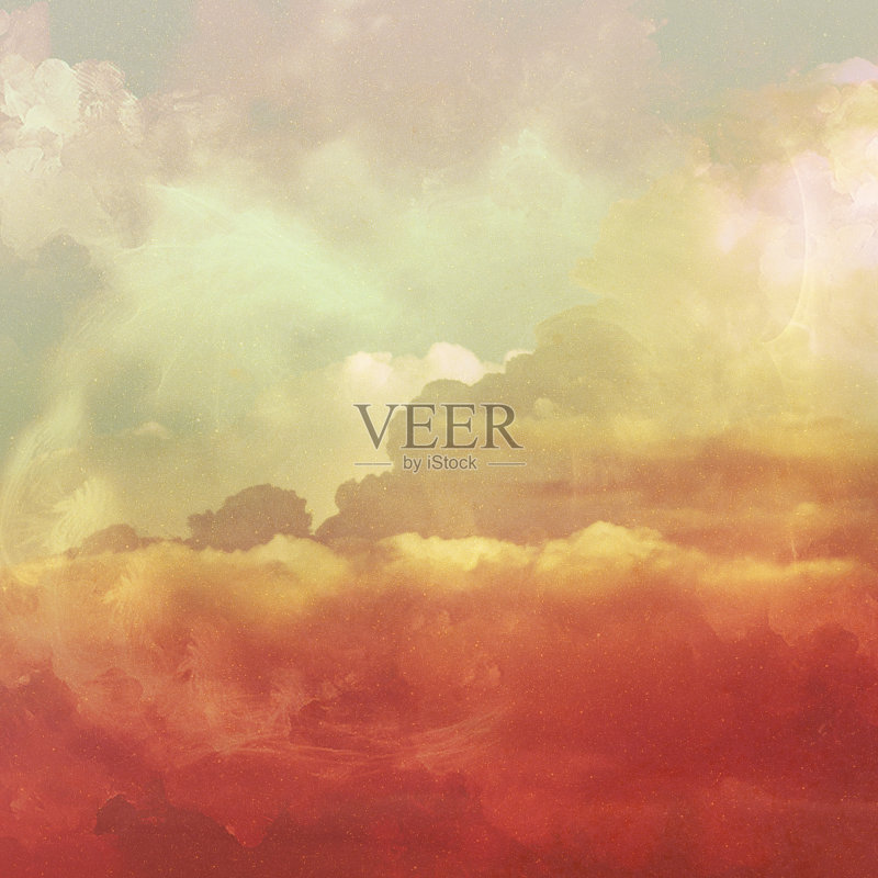 复古的天空和云的背景。正版插画素材