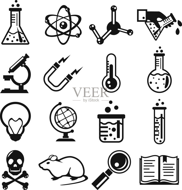化学与科学黑色图标集图标素材
