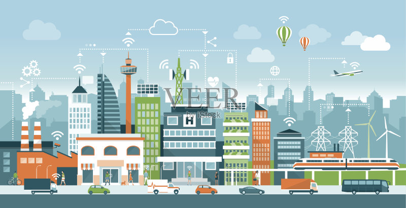 智能城市正版插画素材