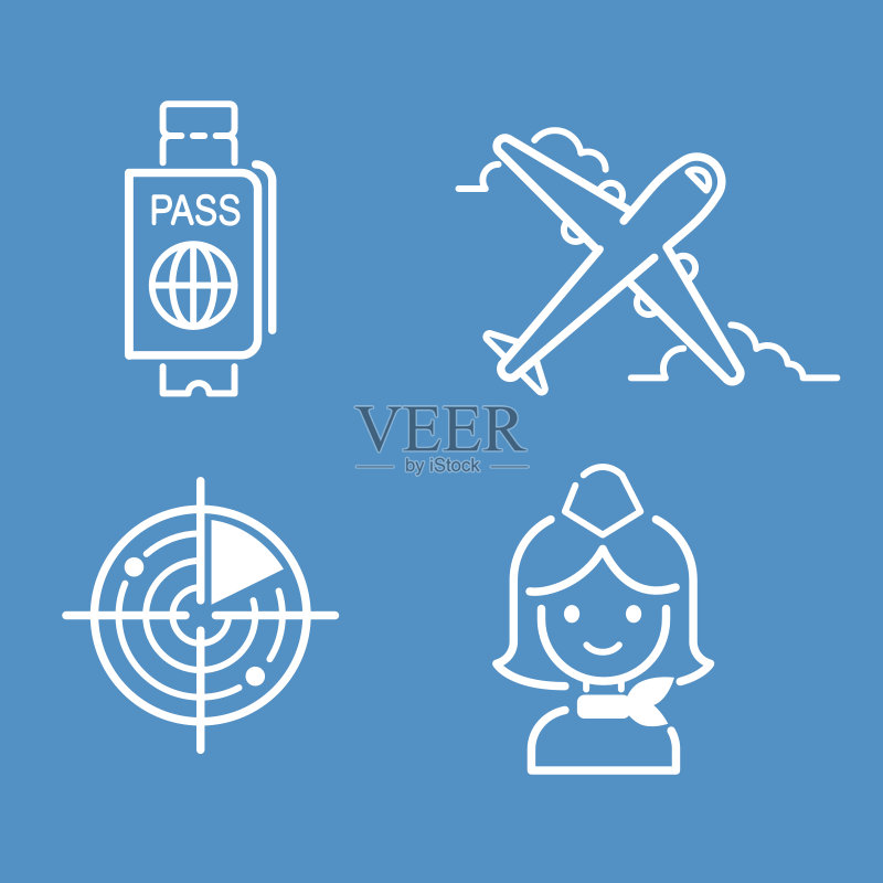 航空图标矢量图集图标素材