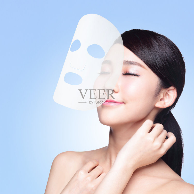 戴布面膜的女人正版图片素材