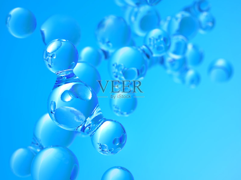 带有水分子的抽象背景。正版图片素材