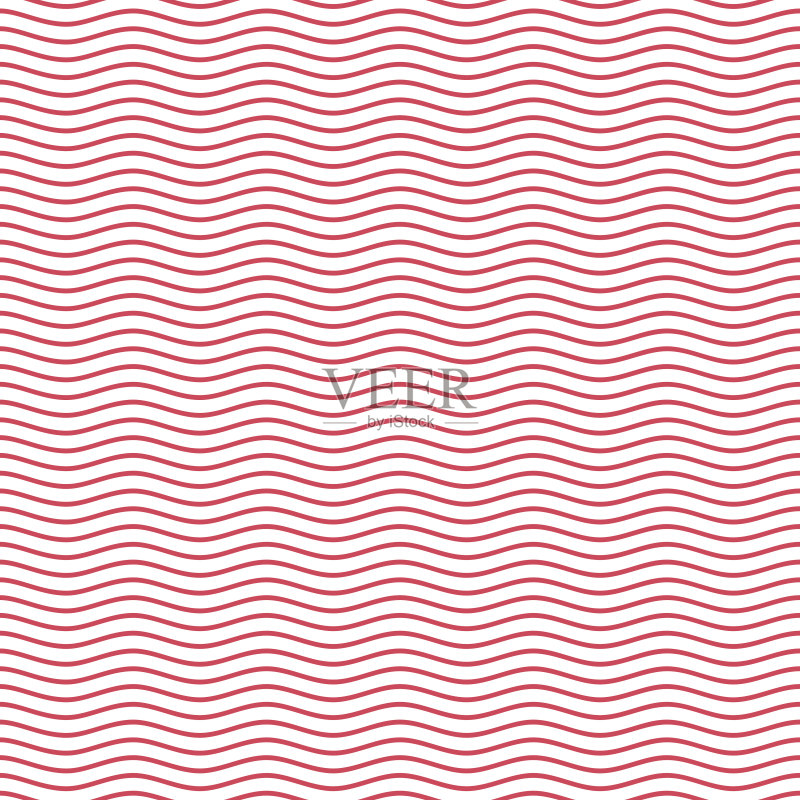 红色无缝波浪线图案。正版插画素材
