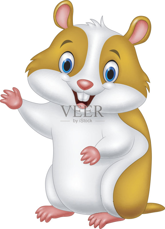 可爱的仓鼠挥手正版插画素材