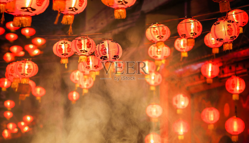 唐人街的中国新年灯笼正版图片素材