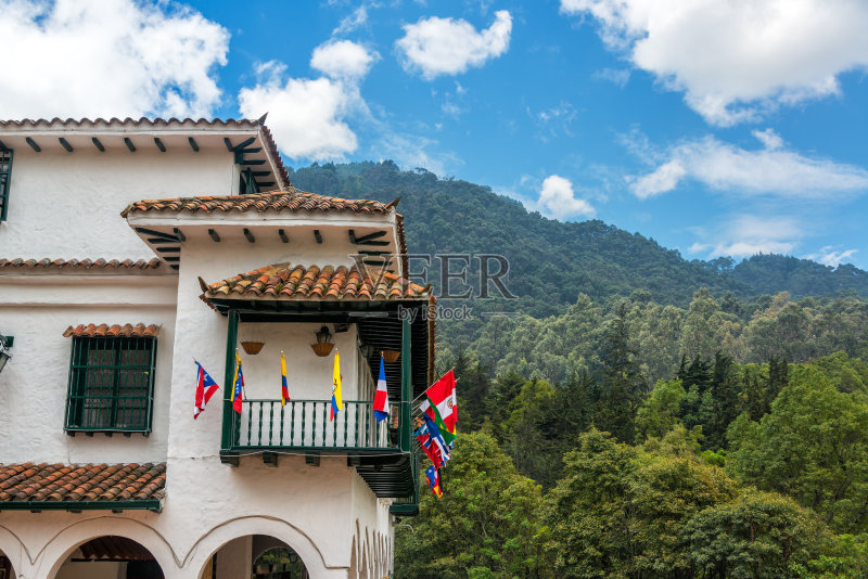 波哥大的白色殖民风格建筑正版图片素材
