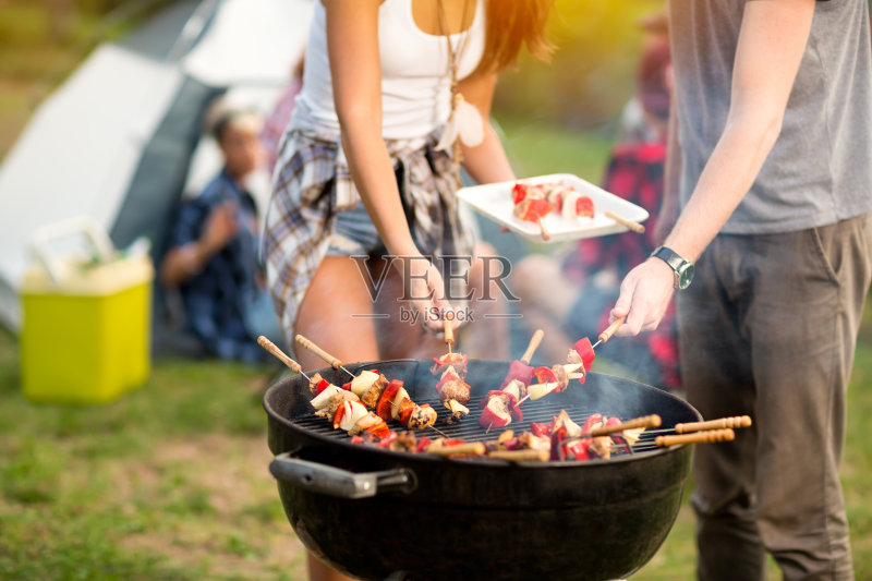 用烧烤关闭烤架正版图片素材