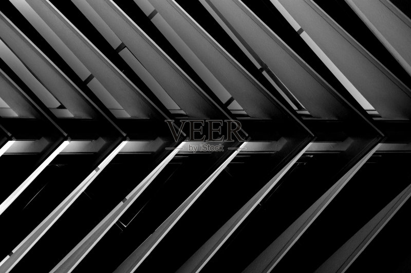 特写屋顶/阁楼结构或吊板天花板正版图片素材