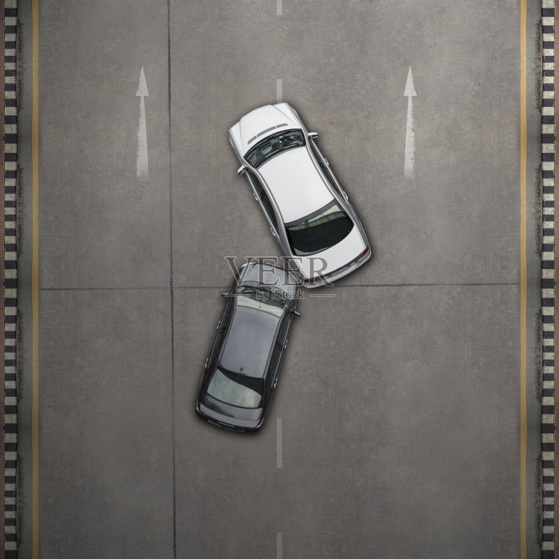 两辆车出了事故正版图片素材