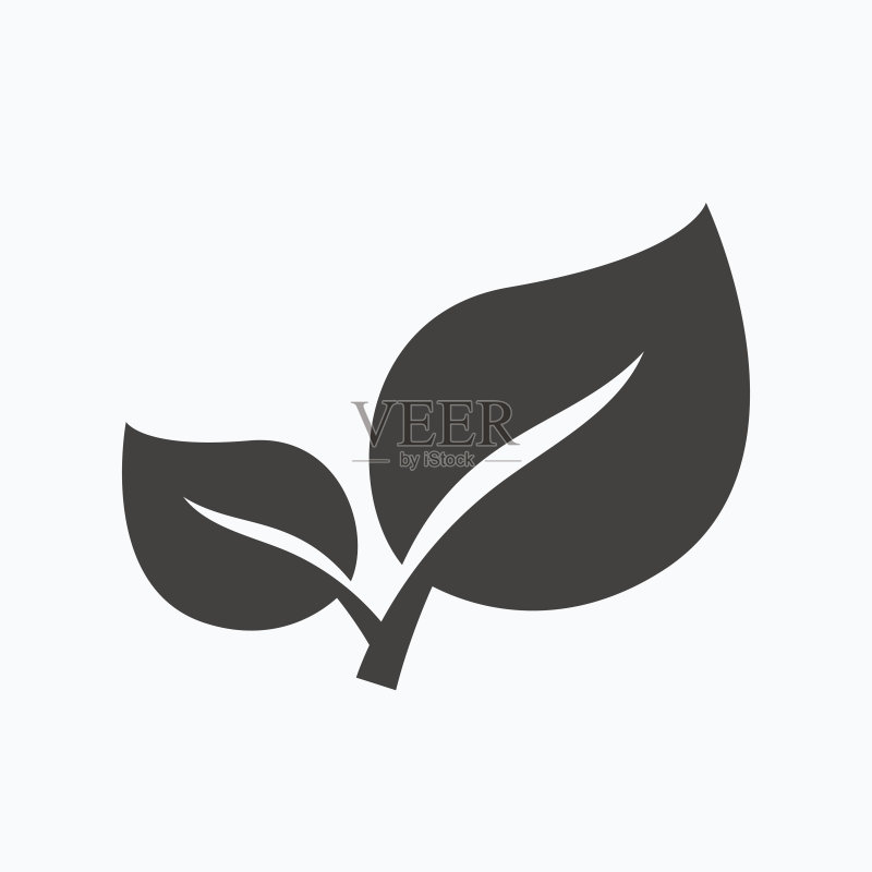 树叶图标。新鲜有机产品标志图标素材