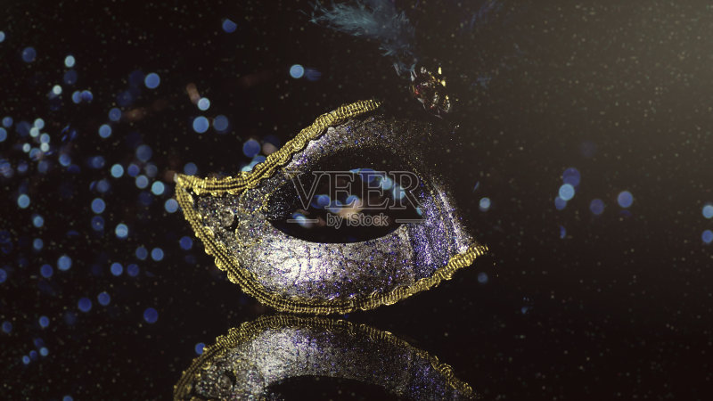 威尼斯狂欢节面具，女性戏剧羽毛正版图片素材