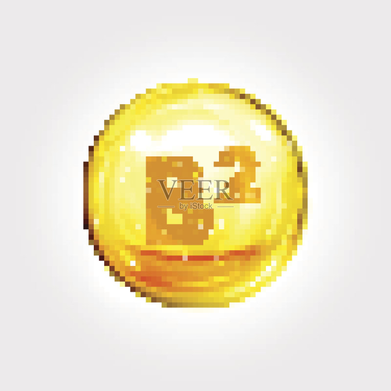 维生素B2金色图标：核黄素胶囊图标素材