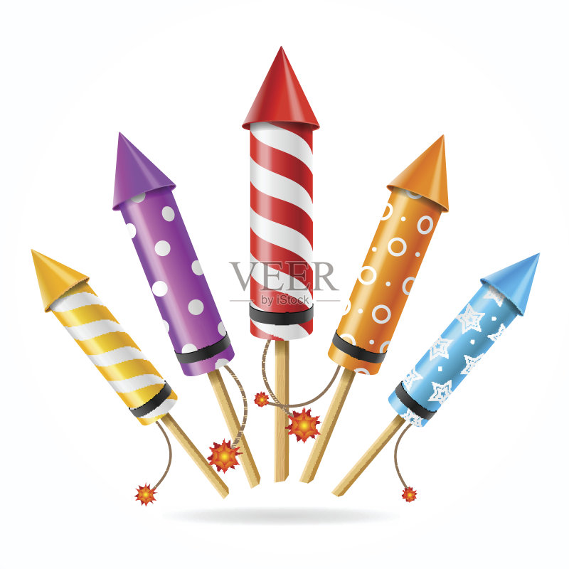 烟花火箭。向量正版插画素材