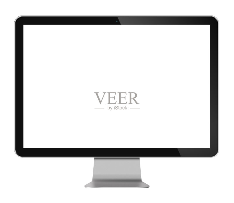 电脑显示器LCD屏幕的3D插图在白色正版图片素材