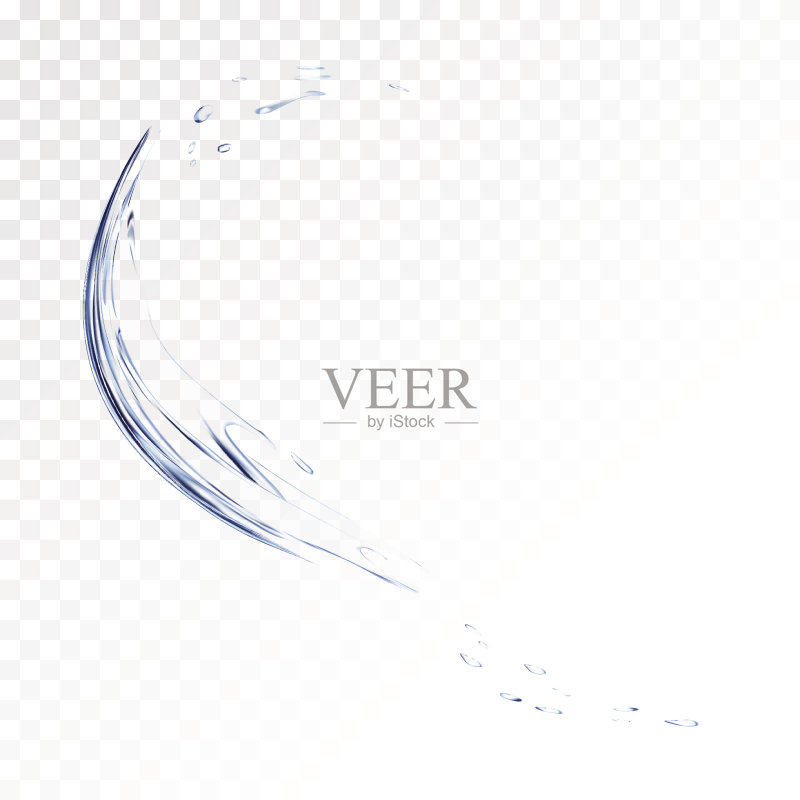 蓝色水矢量喷溅透明背景。水喷淋滴。3 d正版元素素材