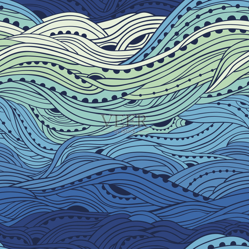 蓝色海洋模式正版插画素材
