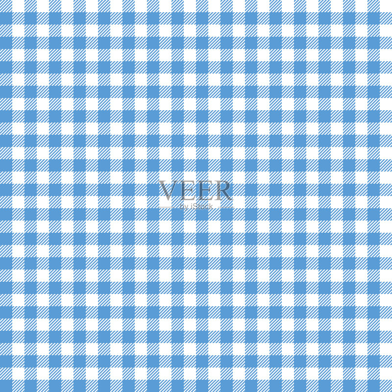 蓝格子桌布图案。正版插画素材