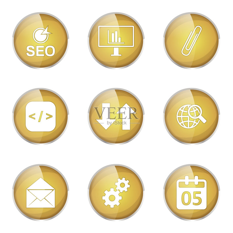 SEO网络标志黄色矢量按钮图标设计套装6图标素材