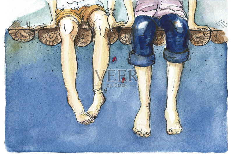 水彩插图的年轻夫妇在爱正版插画素材