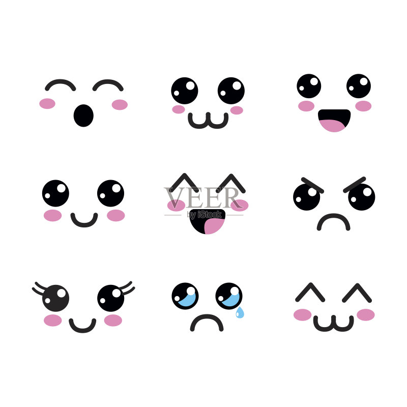 卡哇伊的眼睛图标正版插画素材