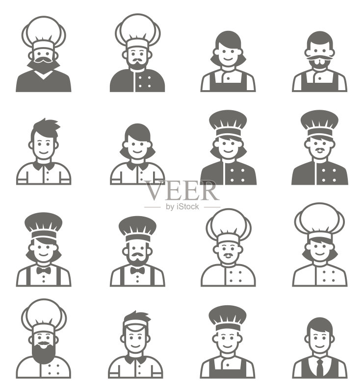 人们的职业图标：厨师头像图标素材