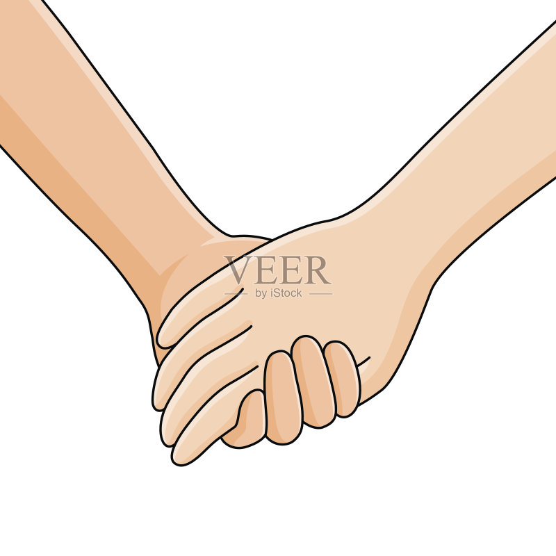 男孩和女孩手牵着手。正版元素素材