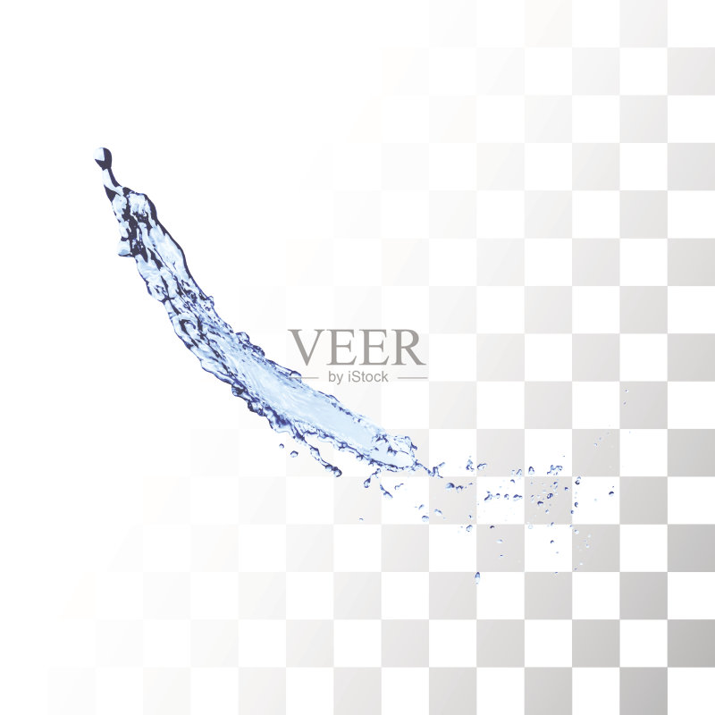 蓝色水花孤立在白色正版元素素材