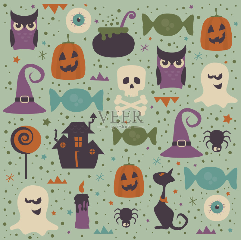 万圣节无缝模式正版插画素材