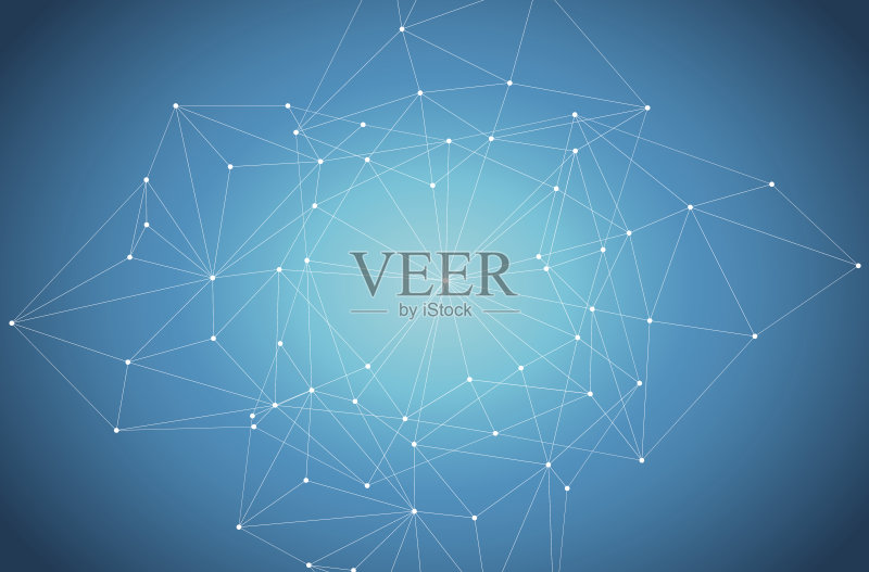 蓝色抽象技术与空间插图。高科技背景正版插画素材