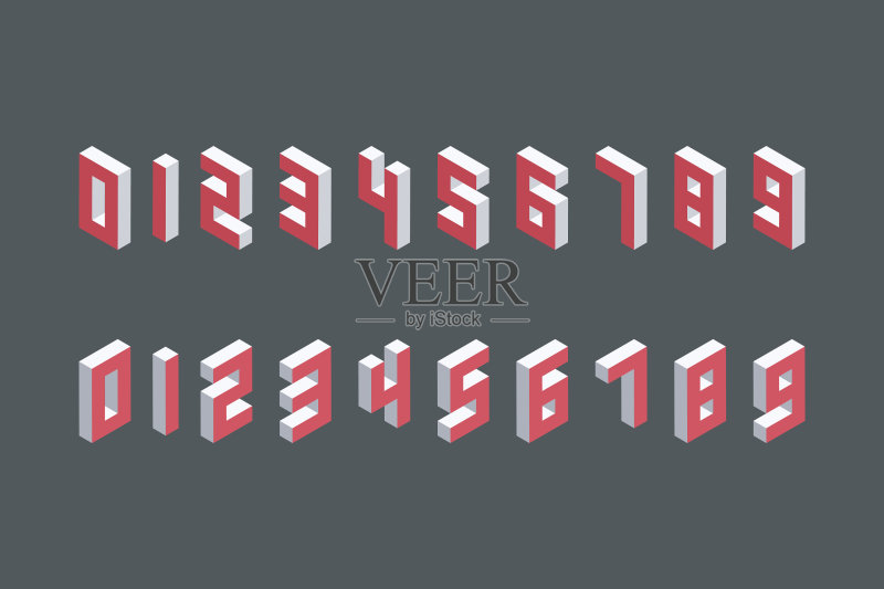 等距数的集合。三维元素。正版元素素材