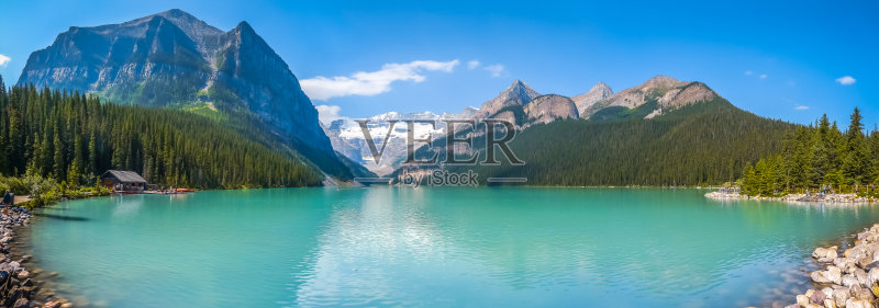 路易斯湖山全景湖，班夫国家公园，加拿大阿尔伯塔正版图片素材