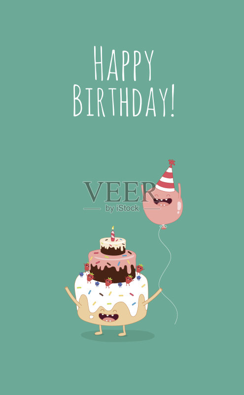 生日贺卡正版插画素材