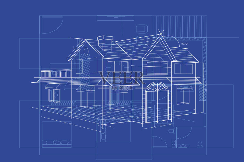 建筑蓝图正版插画素材