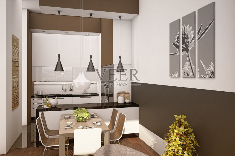 布朗Kitchen-Dining空间正版图片素材