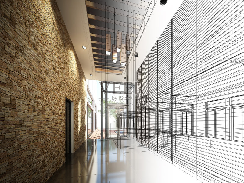 室内大厅草图设计正版图片素材