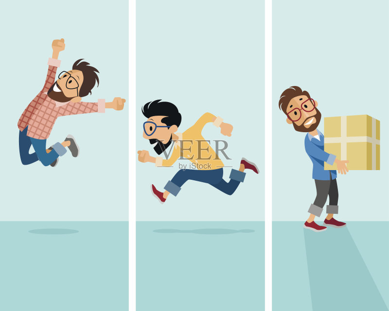 三个潮人的情况正版插画素材